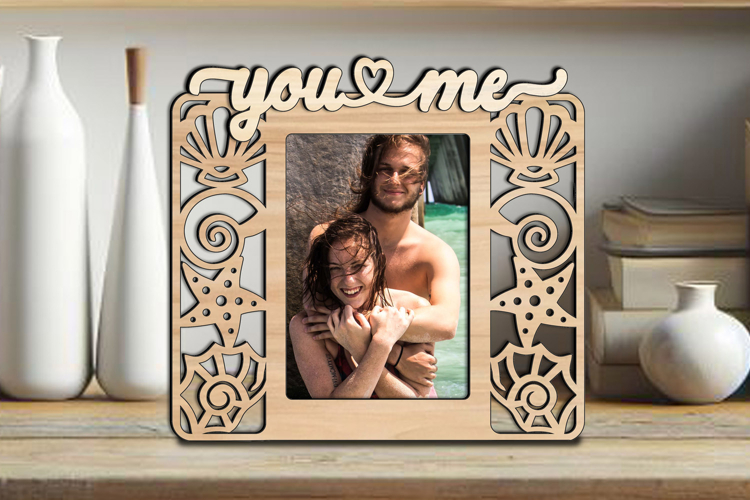 Seashell You and Me Photo Frame Picture Love Romantic Ocean
