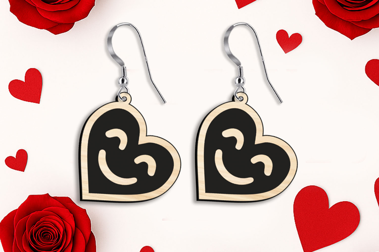 Smile Love Earring SVG Valentine Laser Romantic Gift Present