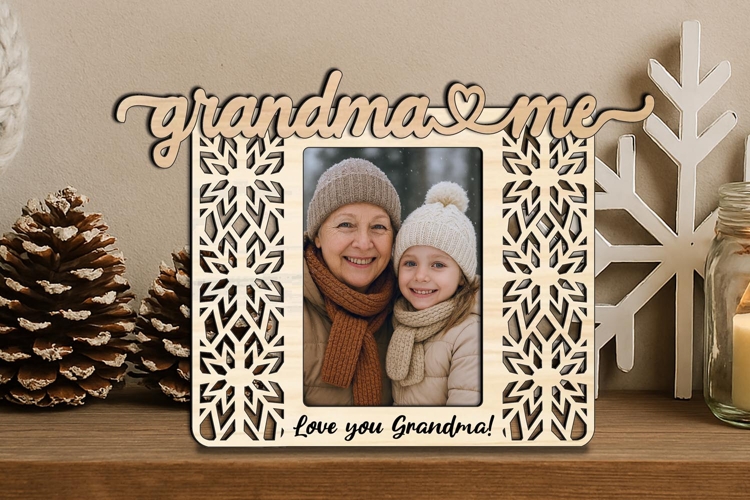 Snowflake Winter SVG Grandma Me Photo Frame Laser Gift Kids