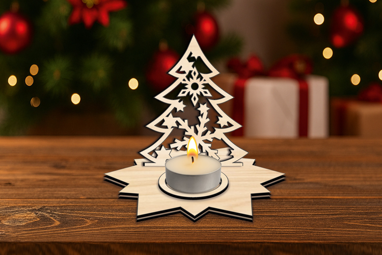Snowflakes Pattern SVG Candle Holder Christmas Holiday Tree