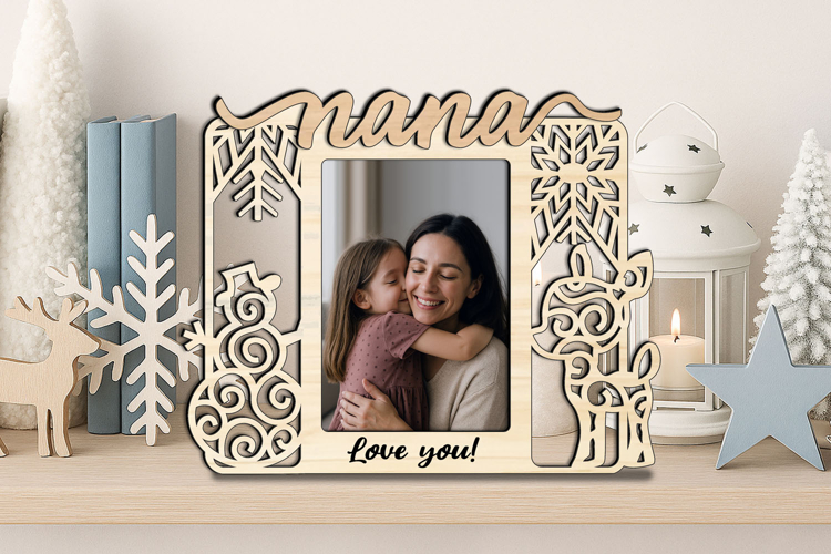 Snowman Deer Christmas Nana SVG Photo Frame Appreciation Pic