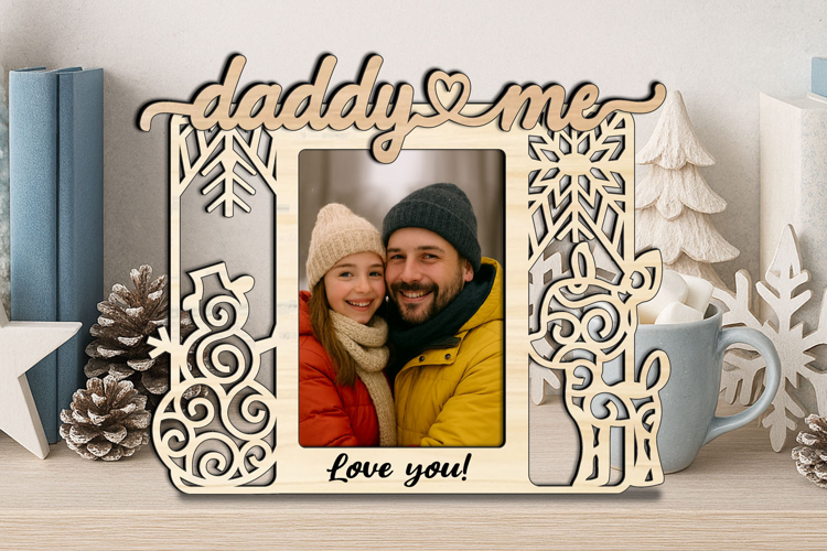Snowman Deer SVG Christmas Daddy Me Photo Frame Gift Winter