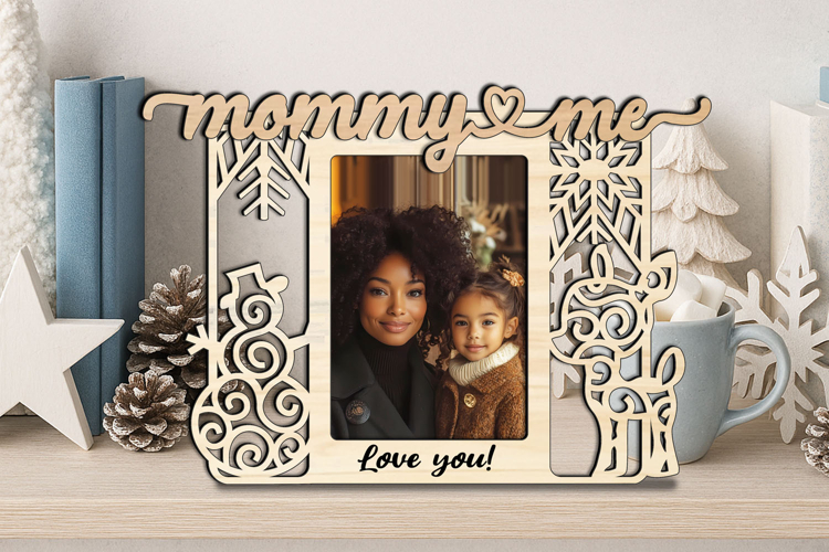Snowman Deer SVG Christmas Tree Mommy and Me Frame Photo