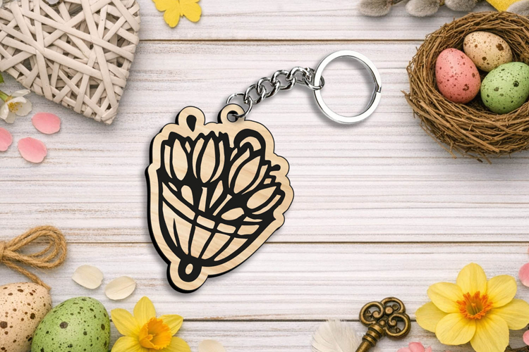 Spring Bouquet Keychain Laser SVG Gift Accessory Easter Home