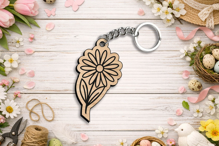Spring Flower Laser SVG Keychain Gift Summer Present Cute