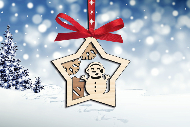 Star Snowman Gift Snowflake SVG Merry Christmas Ornament