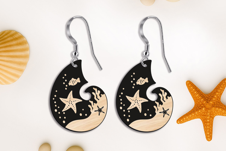 Starfish Ocean Sea Bed Nautical Earring SVG Nature Laser Set
