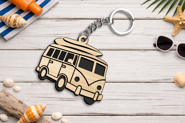 Summer Camper Laser SVG Keychain Present Accessory Gift Surf