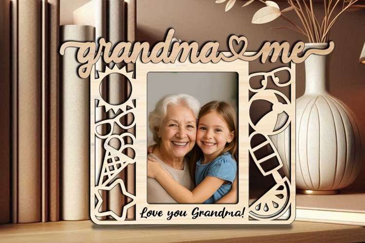 Summer Vibes Grandma and Me SVG Laser Gift Photo Frame Kids