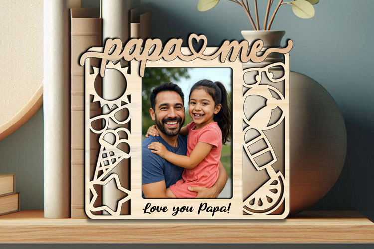 Summer Vibes Papa and Me Frame Photo SVG Laser Present Gift