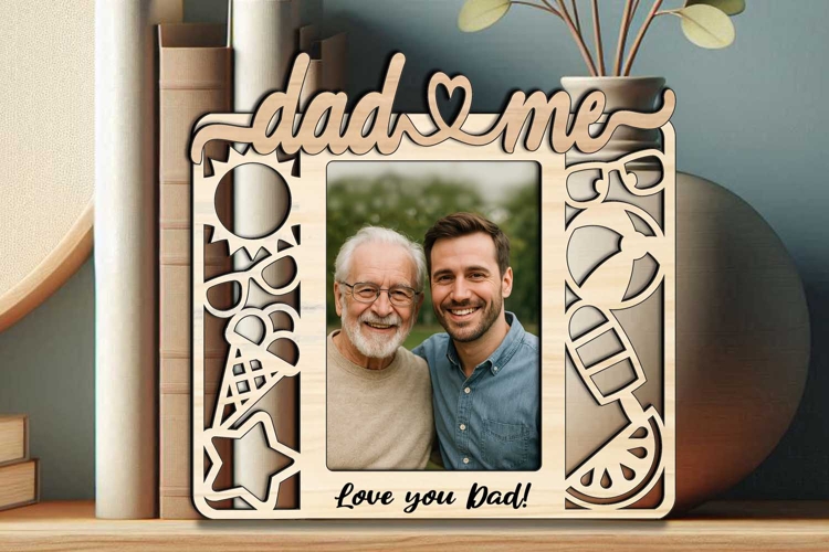 Summer Vibes SVG Dad and Me Photo Frame Laser Gift Kid Child