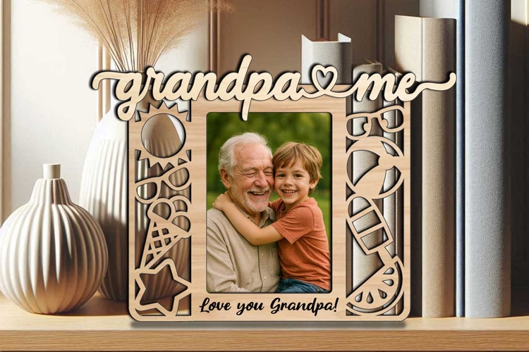 Summer Vibes SVG Grandpa and Me Frame Picture Grandkid Laser