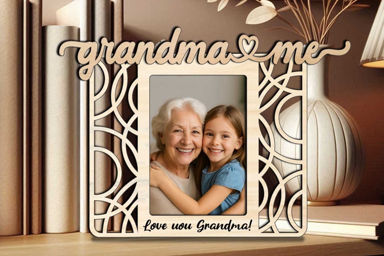 SVG Abstract Grandma Me Circle Design Laser Gift Photo Frame