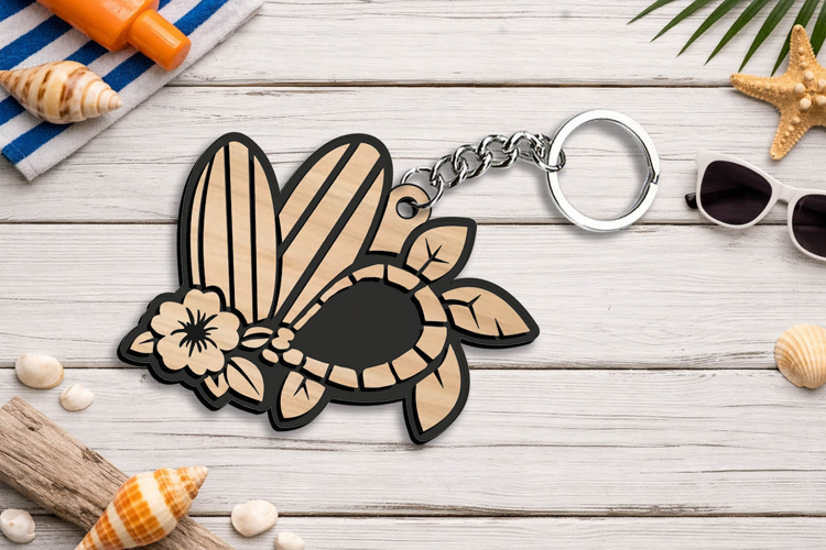 SVG Aloha Summer Surf Boards Keychain Gift Laser Present