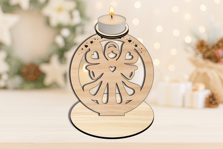 SVG Angel Candle Holder House Holiday Decor Laser Present