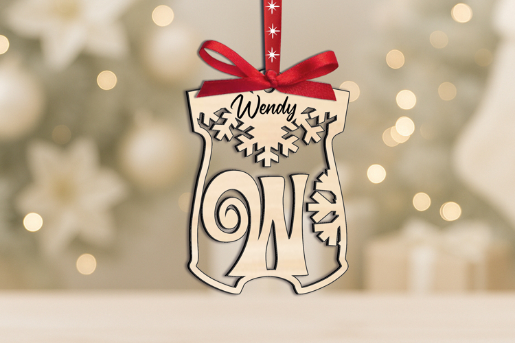 SVG Baby Bodysuit Letter W Laser Christmas Ornament Newborn