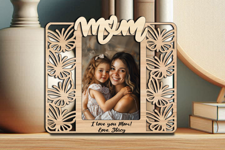 SVG Butterfly Mother Daughter Frame Photo Picture Love Gift example image 1