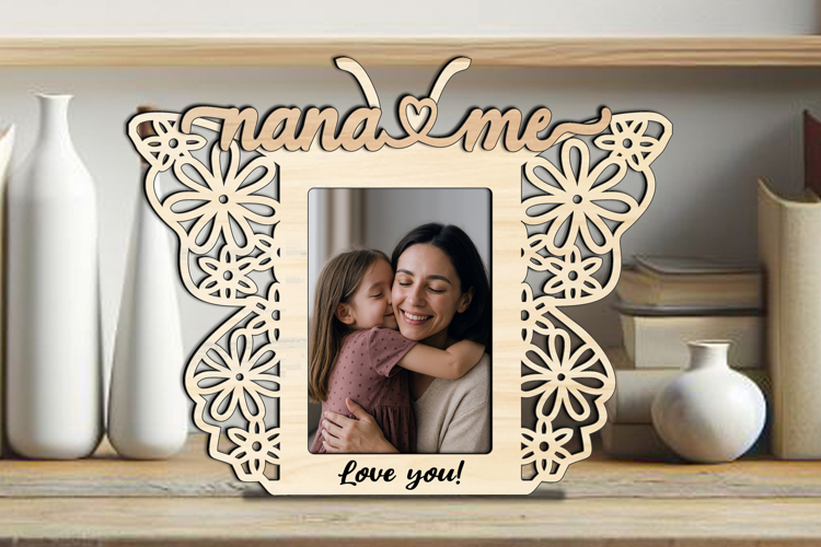 SVG Butterfly Nana and Me Photo Frame Laser Design Gift Home