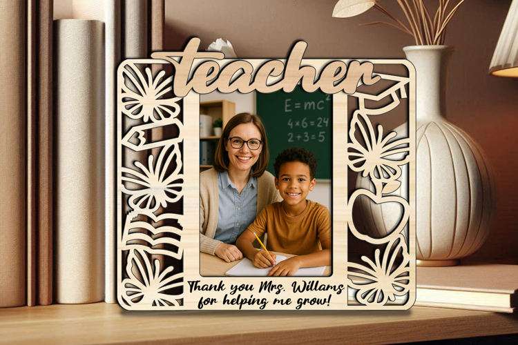 SVG Butterfly Teacher Student Photo Frame Gift School Laser