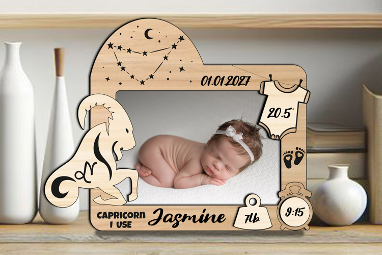 SVG Capricorn Zodiac Laser Baby Photo Frame Present Newborn