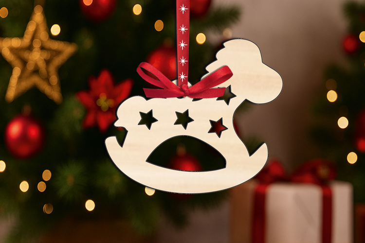 SVG Christmas Baby Toy Horse Gift Ornament Laser Present