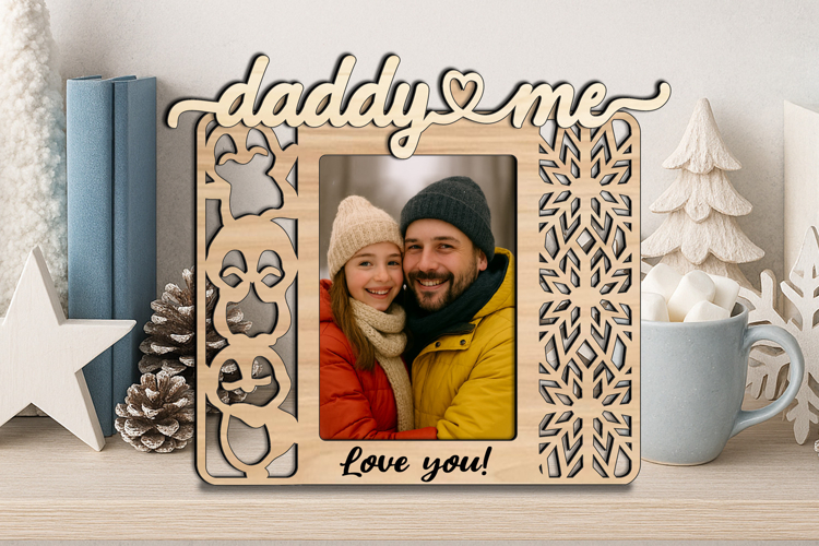 SVG Christmas Penguin Daddy Me Photo Frame Gift Winter Snow