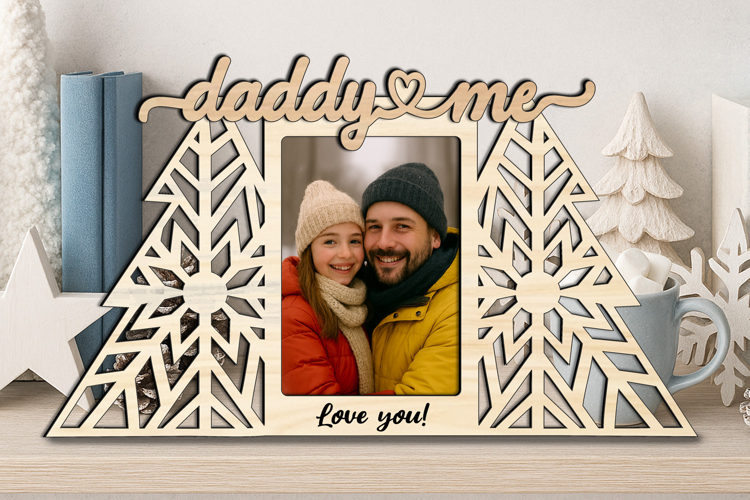 SVG Christmas Tree Daddy Me Photo Frame Gift Winter Present