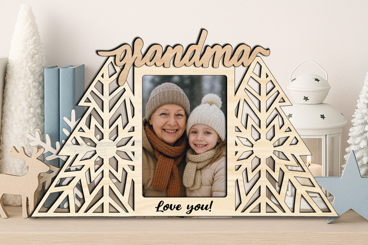 SVG Christmas Tree Grandma Photo Frame Laser Gift Present