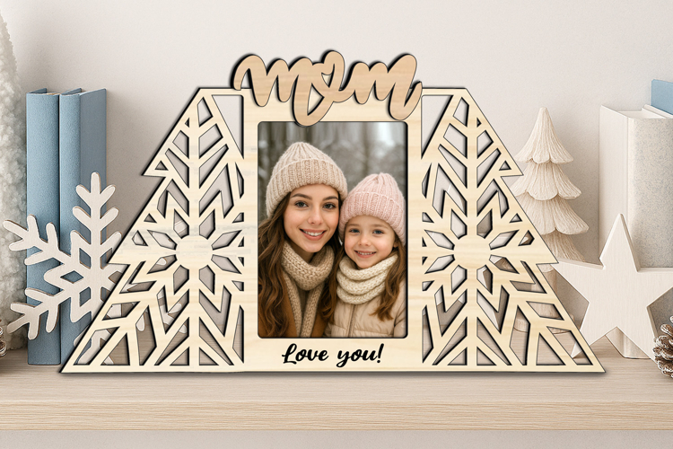 SVG Christmas Tree Winter Mom Photo Frame Laser Gift Present