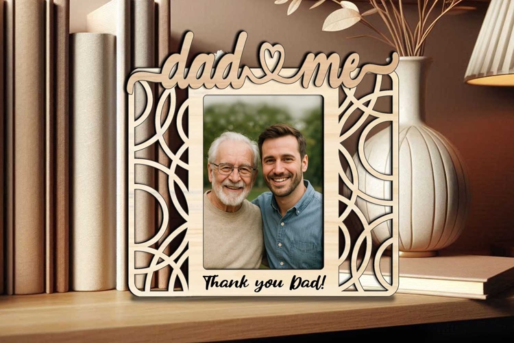 SVG Circle Design Dad and Me Abstract Photo Frame Laser Gift