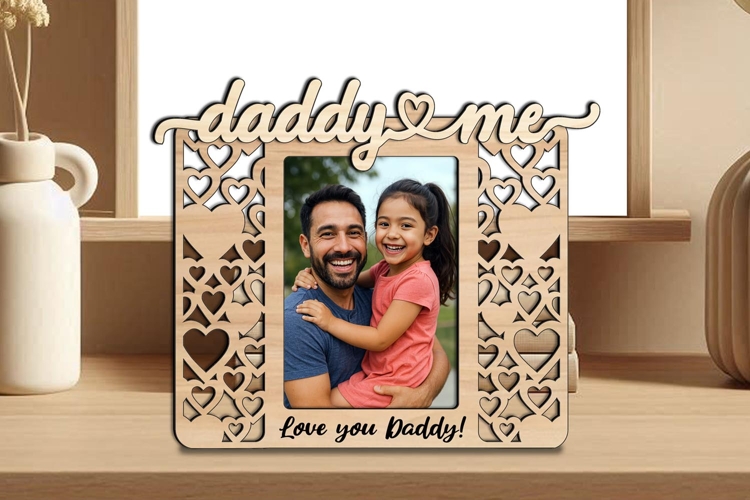 SVG Daddy and Me Hears Photo Frame Home Present Laser Gift