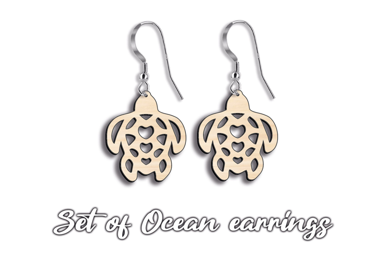 SVG Earrings Turtle Set Ocean Pattern Earring Laser Gift 7