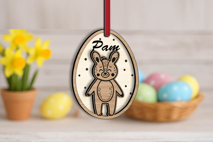 SVG Easter Egg Basket Name Tag Bear Ornament Present Laser