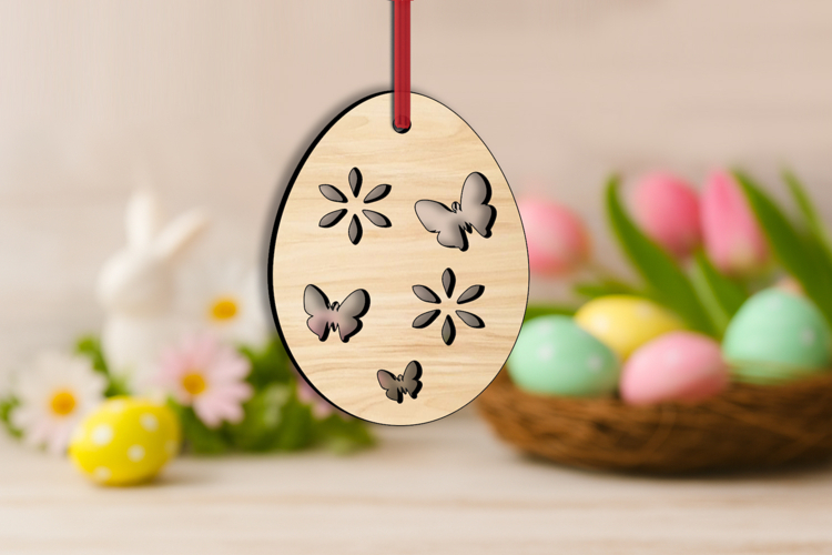 SVG Easter Egg Butterfly Laser Ornament Present Gift Holiday
