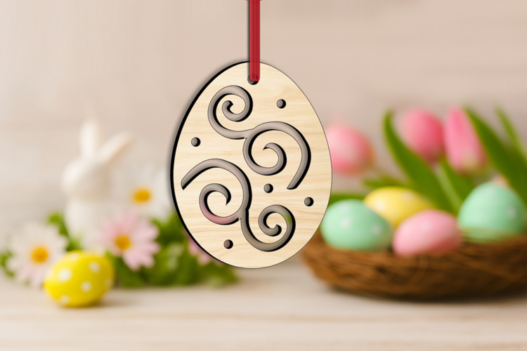 SVG Easter Laser Egg Swirl Wreath Ornament Holiday Present