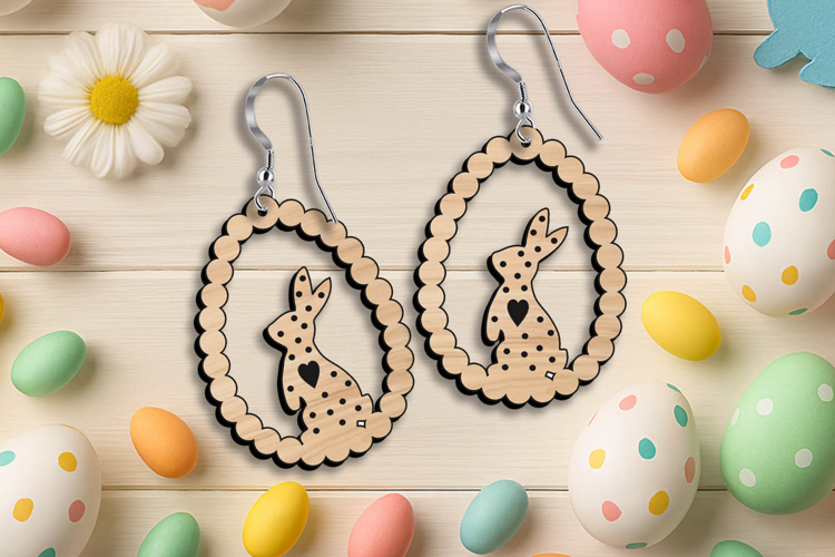 SVG Easter Rabbit Earring Laser Gift Present Egg Beads Bunny