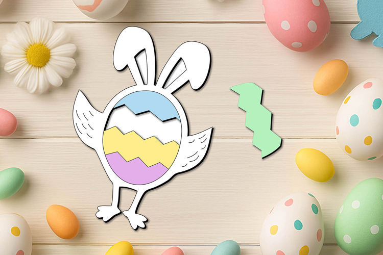 SVG Egg Chicken Wings Easter Puzzle Kid Game Laser Child