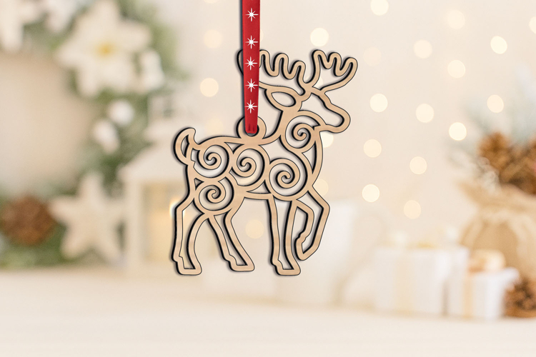 SVG Elk Christmas Ornament Holiday Winter Pattern Laser gift