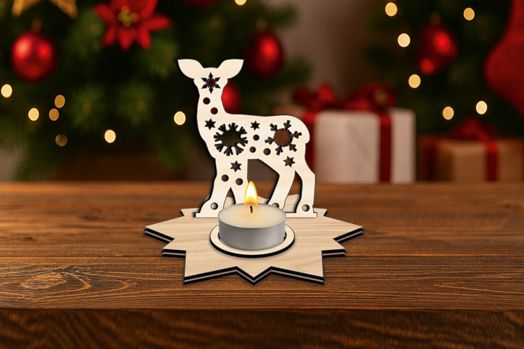 SVG Fawn Snowflake Pattern Candle Holder Christmas Present