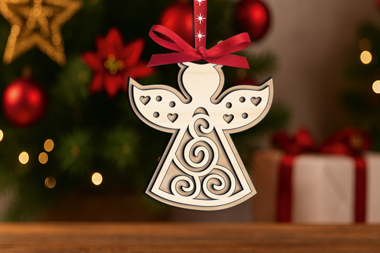 SVG Festivities Angel Christmas Ornament Laser Holiday Gift