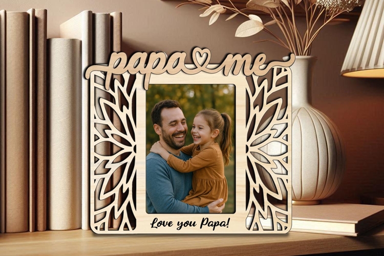 SVG Flowers Design Papa and Me Frame Photo Gift Holiday Home