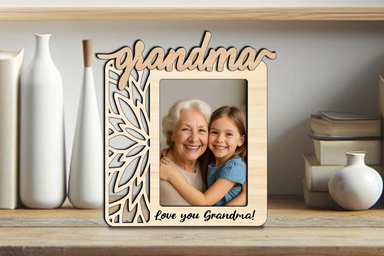 SVG Flowers Grandma Photo Frame Laser Gift Home Present Kids