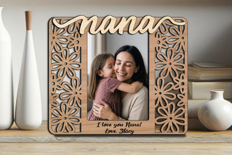 SVG Flowers Nana Girl Frame Photo Love Design Gift Laser