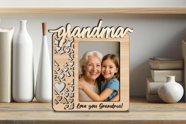 SVG Grandma Photo Frame Laser Gift Kids Hearts Home Present