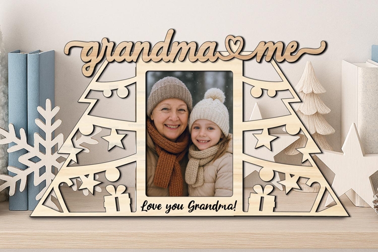 SVG Grandma Me Christmas Photo Frame Laser Gift Kids Winter