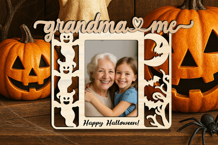 SVG Halloween Grandma and Me Photo Frame Laser Scary Spooky