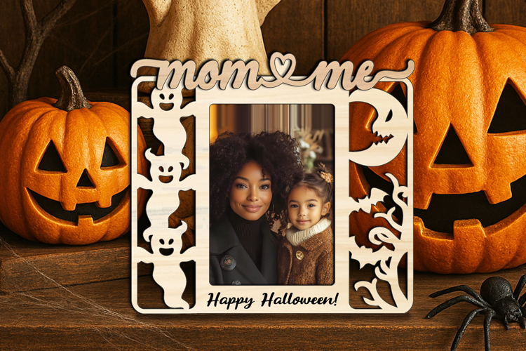SVG Halloween Mom and Me Photo Frame Laser Cut File Gift Pic