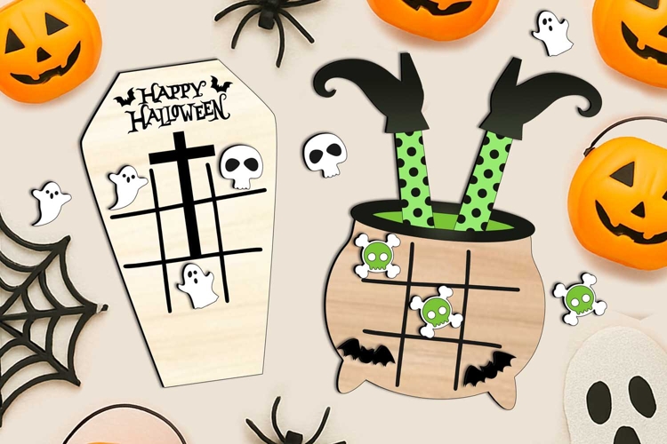 SVG Halloween Tic Tac Toe Kid Game Child Play Witch Coffin
