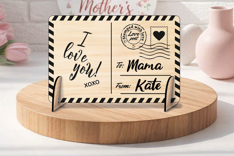 SVG I love you Mom Mothers Day Post Card Present Laser Gift