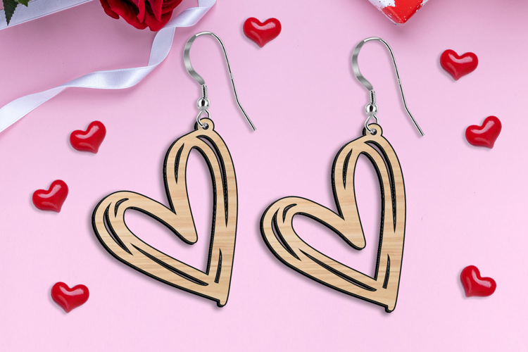 SVG Intricate Heart Love Earrings Gift Laser St Valentines
